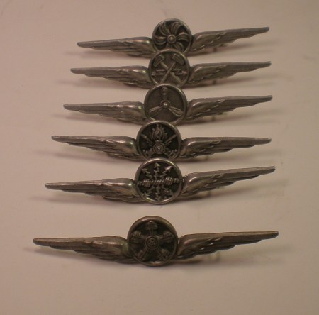 Collection(6) of RSI flight wings #2 Aluminum " Bomisa Milan" Very good condition. SOLD